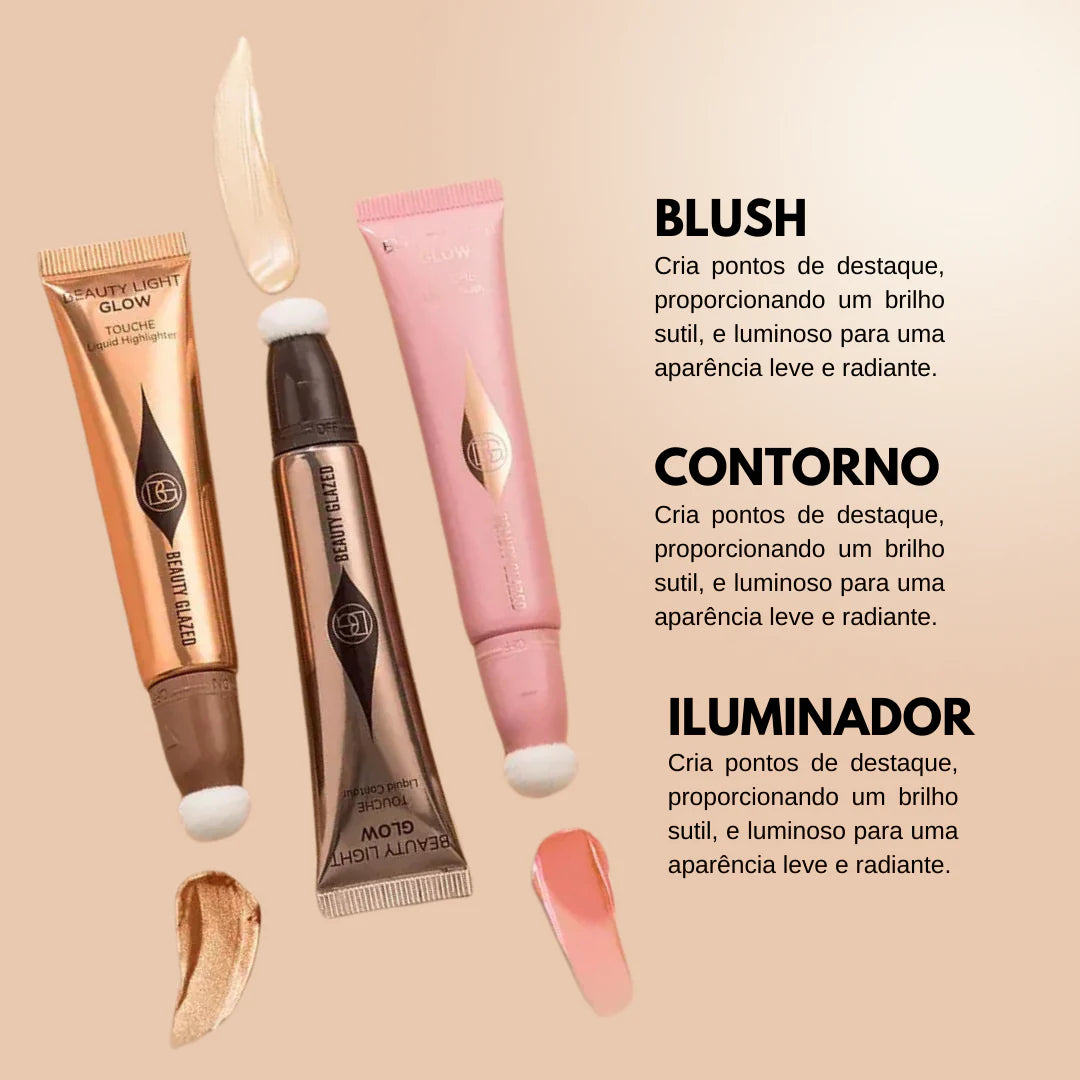 kit blush contorno e iluminador