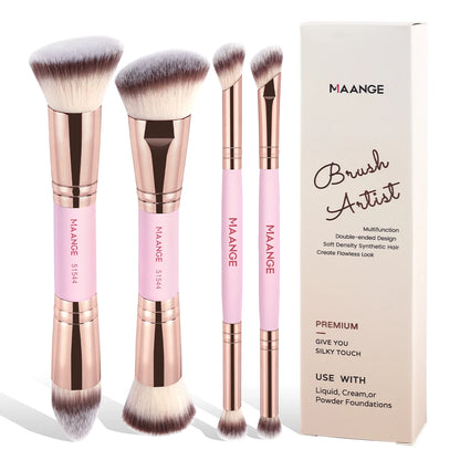 Kit Pincel Duplo de Maquiagem  Contorno e Base