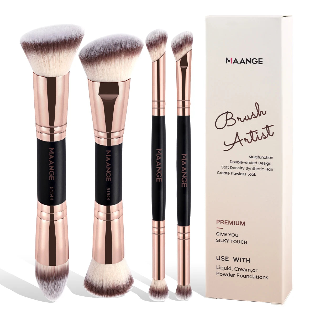 kit pincel duplo de maquiagem  contorno e base